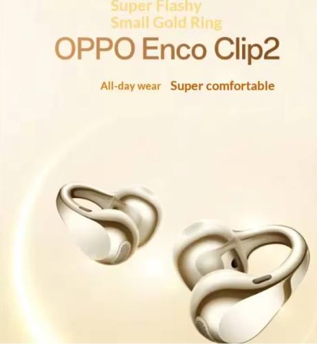 Oppo Enco Clip2 Open Ear Wireless Bluetooth Earphones Ear Jewelry 5.2 Grams Ultra Light Gold Plated All Day Comfort Adults