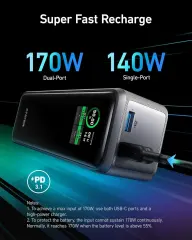 Anker Prime Power Bank 27650mAh 3-Port 250W Portable Charger 99.54Wh w/Smart App