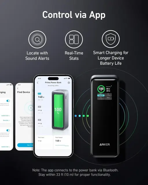 Anker Prime Power Bank 27650mAh 3-Port 250W Portable Charger 99.54Wh w/Smart App