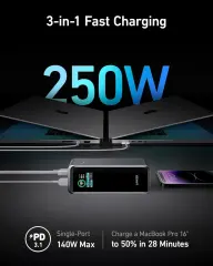 Anker Prime Power Bank 27650mAh 3-Port 250W Portable Charger 99.54Wh w/Smart App