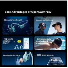 Shokz OpenSwim Pro 2 S720 Bone Conduction Swimming Headphones Earphones