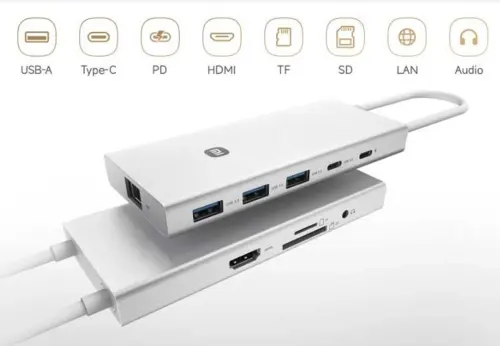 Xiaomi 10in1 Type-C Docking Station HUB to USB 3.0 HDMI 2.0 PD LAN SD