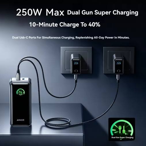 Anker Prime Portable Power Bank 300W Max Fast Charging 26250mAh 3C Certified Airplane Friendly
