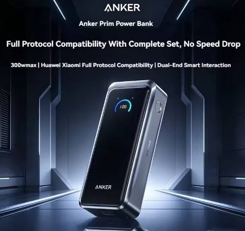 Anker Prime Portable Power Bank 300W Max Fast Charging 26250mAh 3C Certified Airplane Friendly