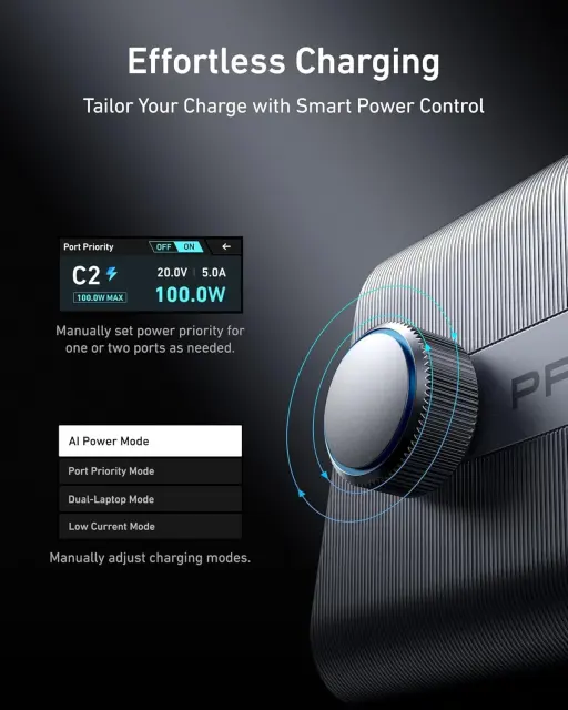 NEW Anker Prime 250W USB-C Charger 6-Port GaN Charging Station Smart Control Dial