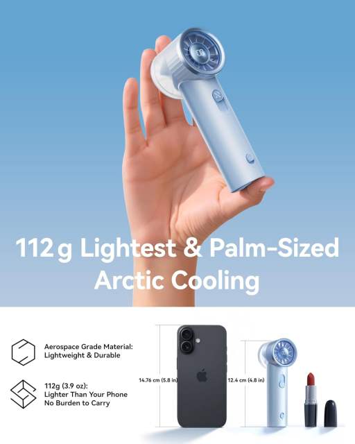2025 New RANVOO Mini & Powerful Turbo 100 Speeds Cooling Handheld Fan Rechargeable LED Display Personal Fan