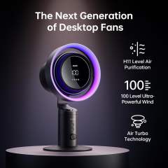 New Jisulife Table Fan Pro3  3-IN-1 Turbo Oscillating Fan with Air Purifier and RGB Light