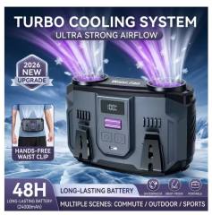 2026 New Portable Waist Fan 24000mAh Rechargeable Personal Cooling Belt Clip Fan 100-Speed 20000RPM Dual Motors