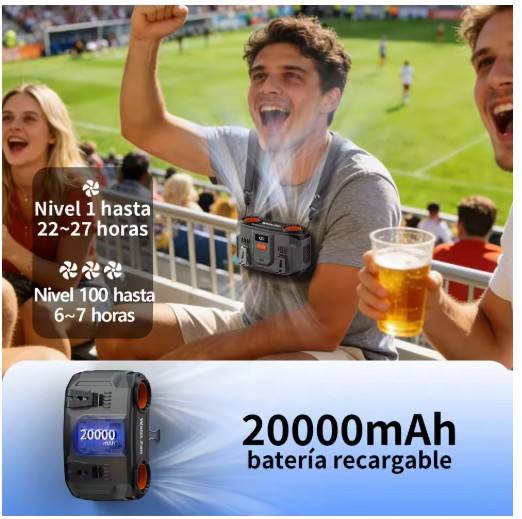 2026 New Portable Waist Fan 24000mAh Rechargeable Personal Cooling Belt Clip Fan 100-Speed 20000RPM Dual Motors
