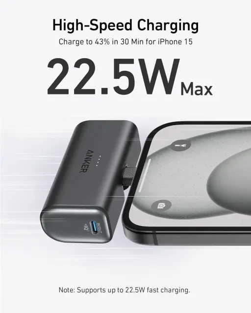 Anker Nano 5,000mAh Power Bank Portable Charger Foldable USB-C 22.5W For iPhone