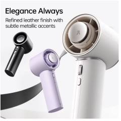 JISULIFE Portable Handheld Fan Pro1 Mini Refined Utility,Elite PU Leather, 30 Hour Cooling Power, Aroma Pod, 100-Speed Precision