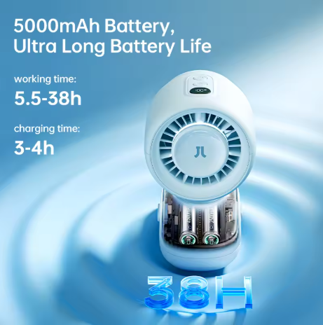JISULIFE Baby Stroller Clip On Mini Fan Portable Mini Fan Battery Operated Portable Fan with Night Light 5 Speeds LED Display