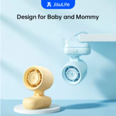 JISULIFE Baby Stroller Clip On Mini Fan Portable Mini Fan Battery Operated Portable Fan with Night Light 5 Speeds LED Display