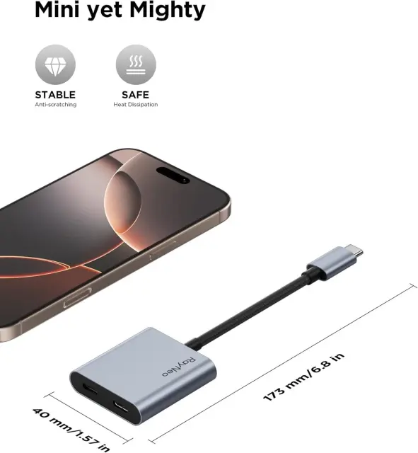TCL RayNeo USB-C to Glasses Charging Adapter Plug 100W PD Charging 4K60Hz Output