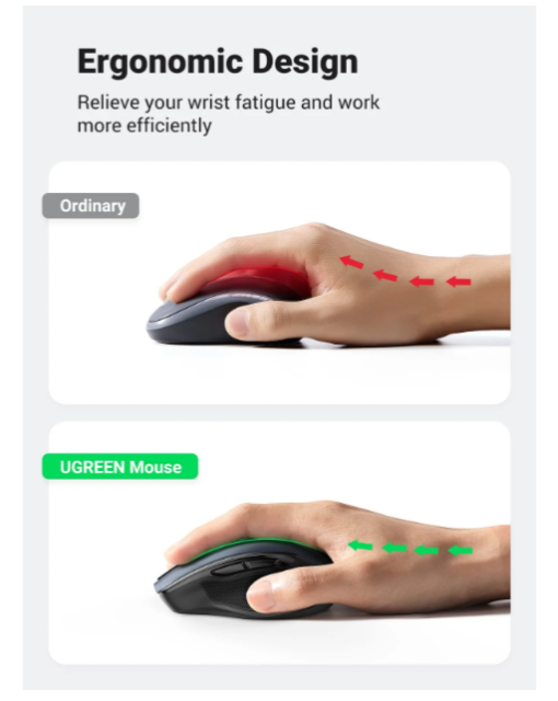UGREEN Wireless Ergonomics Mouse with Bluetooth