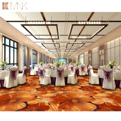 Home Roll Fancy Gold Blue Printed Fireproof Banquet Room Wedding Hall Theatre Hotel Wool Wall To Wall Luxury Carpet