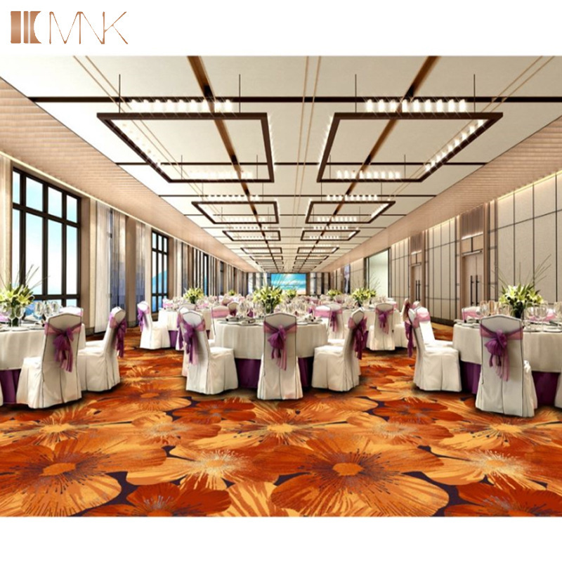 Home Roll Fancy Gold Blue Printed Fireproof Banquet Room Wedding Hall Theatre Hotel Wool Wall To Wall Luxury Carpet