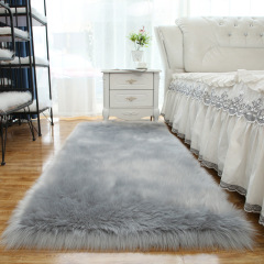 Anti slip rug soft silky smooth synthetic ultra soft faux sheepskin fur rug beige fluffy faux fur rug black