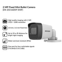 2MP Fixed Mini Bullet Camera | DS-2CE16D0T-EXIF