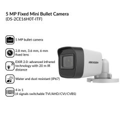 5MP Fixed Mini Bullet Camera | DS-2CE16H0T-ITF