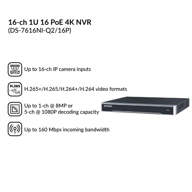 16 channel NVR | DS-7616NI-Q2/16P