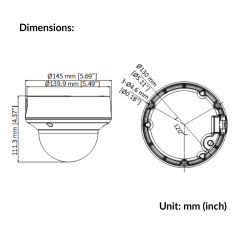 5MP Vandal Motorized Varifocal Dome Camera | DS-2CE5AH0T-AVPIT3ZF