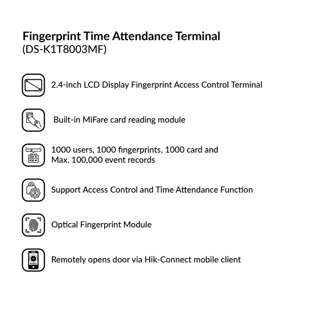 Value Series Fingerprint Time Attendance Terminal | DS-K1T8003MF/DS-K1T8003EF