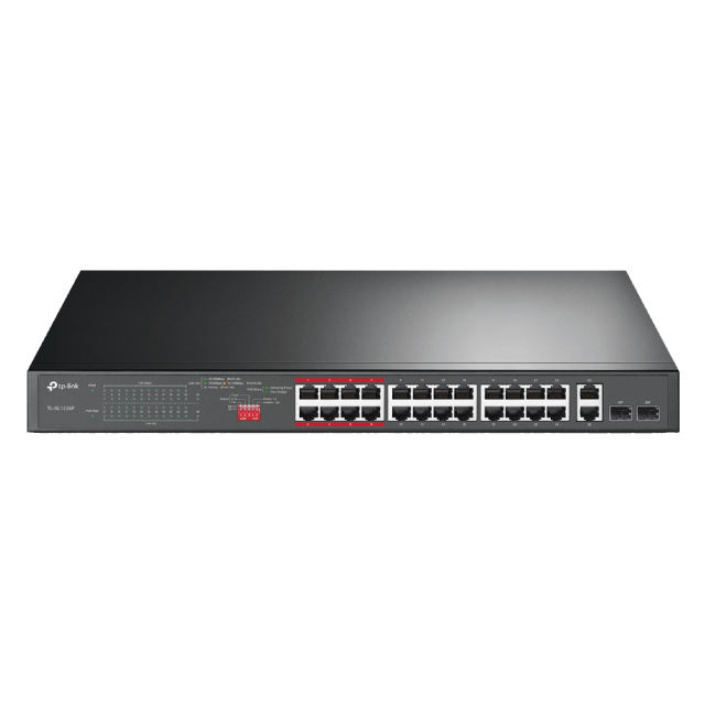 ​​​​​​​24-Port 10/100Mbps + 2-Port Gigabit Unmanaged PoE+ Switch |TL-SL1226P