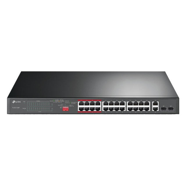 ​​​​​​​24-Port 10/100Mbps + 2-Port Gigabit Unmanaged PoE+ Switch |TL-SL1226P