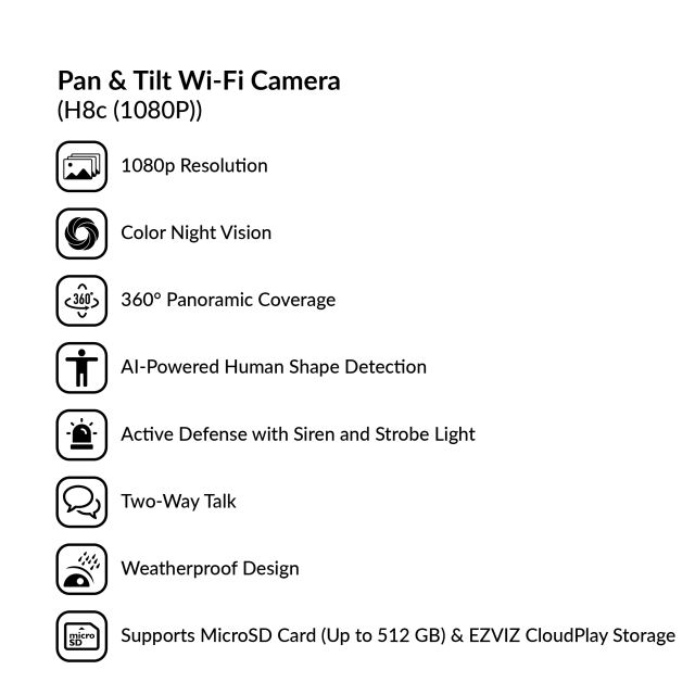 Pan & Tilt Wi-Fi Camera | H8c (1080P)