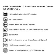4MP ColorVu MD 2.0 Fixed Dome Network Camera | DS-2CD1147G2-L