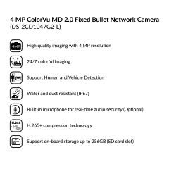 4MP ColorVu MD 2.0 Fixed Bullet Network Camera | DS-2CD1047G2-L