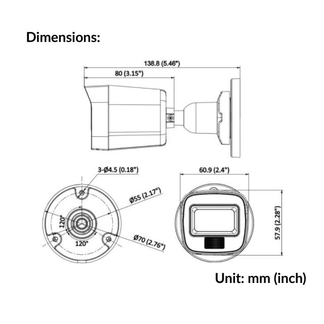 3K Smart Hybrid Light Audio Fixed Mini Bullet Camera | DS-2CE16K0T-LFS