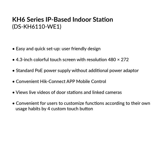 KH6 Series IP-Based Indoor Station | DS-KH6110-WE1