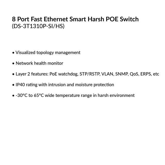 8 Port Fast Ethernet Smart Harsh POE Switch | DS-3T1310P-SI/HS