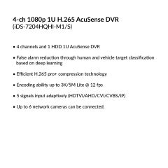 4-ch 1080p 1U H.265 AcuSense DVR | iDS-7204HQHI-M1/S