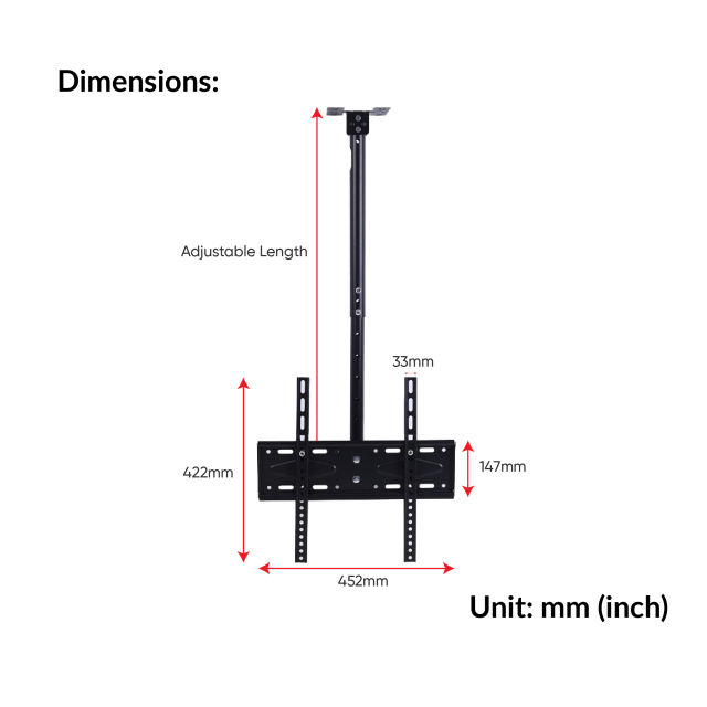 Adjustable Ceiling Pole for Monitor (26 - 55")