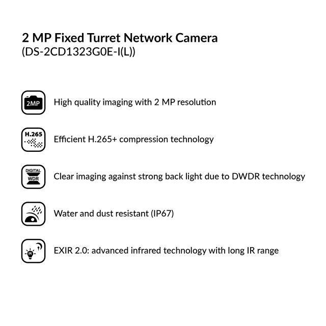 2MP Fixed Turret Network Camera | DS-2CD1323G0E-I