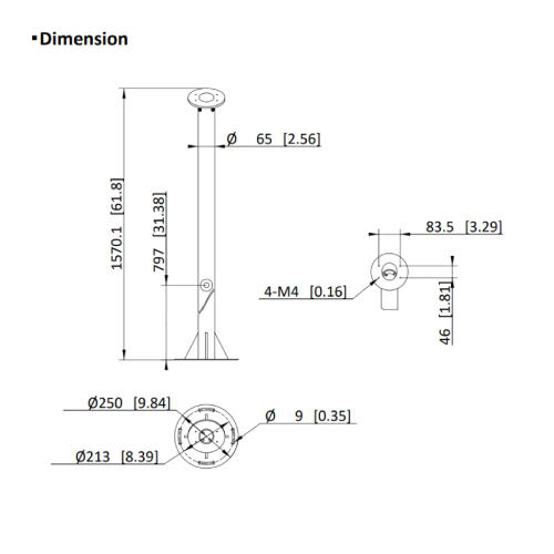Pole for LPR camera unit | ESP-L1500-X800-R125/TCG406