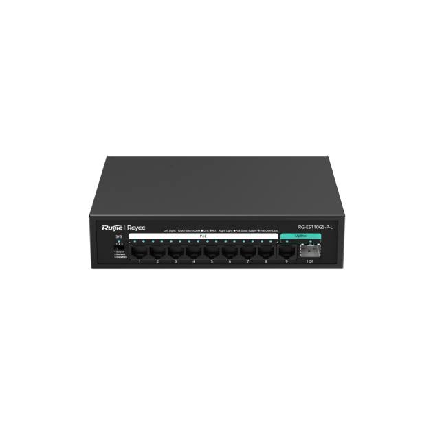 10-Port 10/100/1000 Mbps Unmanaged PoE Switch | RG-ES110GS-P-L