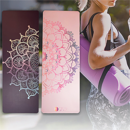 Customized PU sustainable natural rubber yoga mat with UV printing