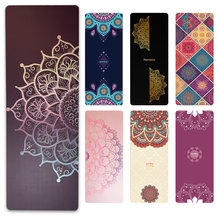 Customized PU sustainable natural rubber yoga mat with UV printing