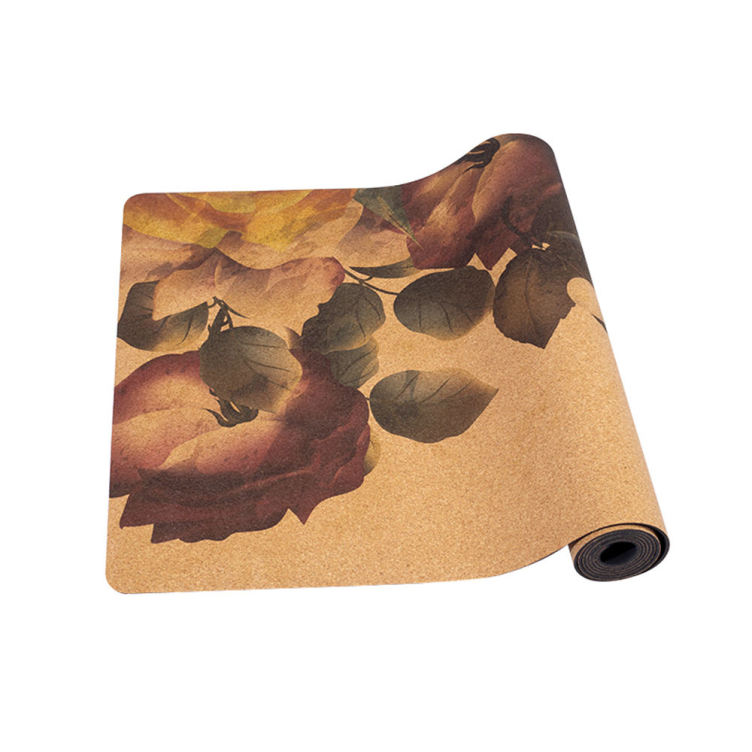 customized pattern cork natural rubber yoga mat