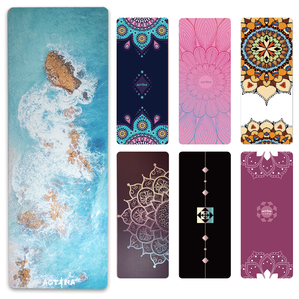 Customized pattern PU natural rubber yoga mat with UV printing