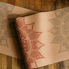 customized pattern cork natural rubber yoga mat