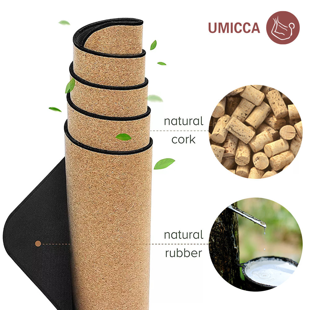 Eco-friendly cork natural rubber yoga mat