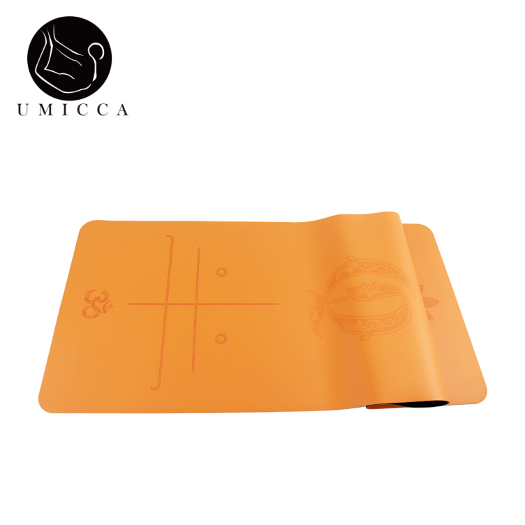 Orange PU sustainable natural rubber yoga mat with laser engraving