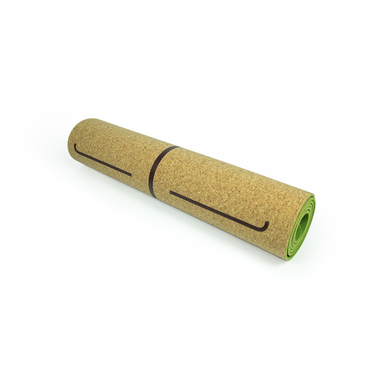 Ecological cork TPE yoga mat with heat transfer printing