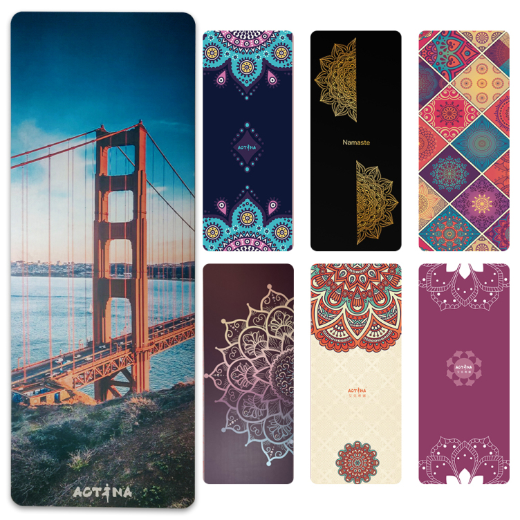 Customized PU sustainable natural rubber yoga mat with UV printing