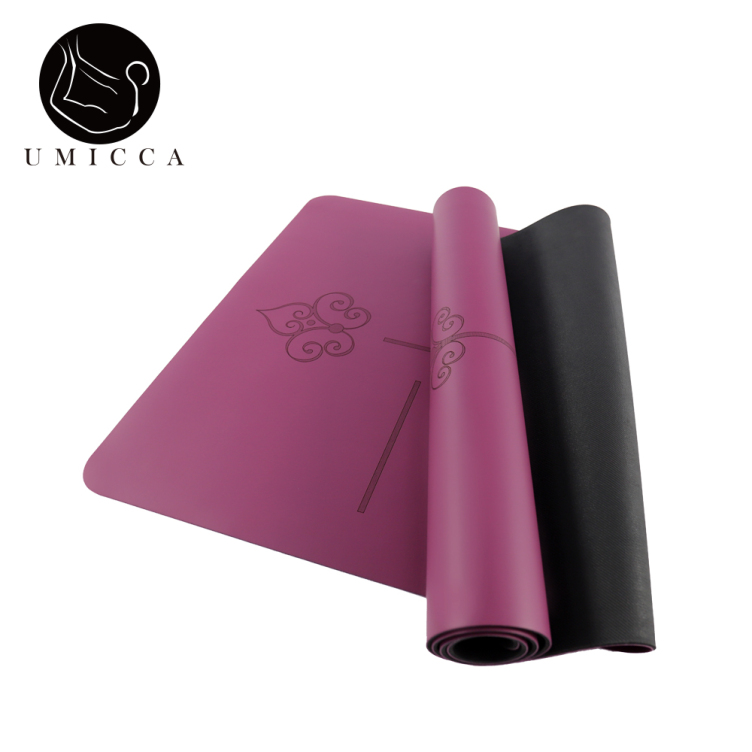 Deep purple PU sustainable natural rubber yoga mat with laser engraving